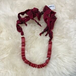 Elegant Red Beaded Necklace free people nwt